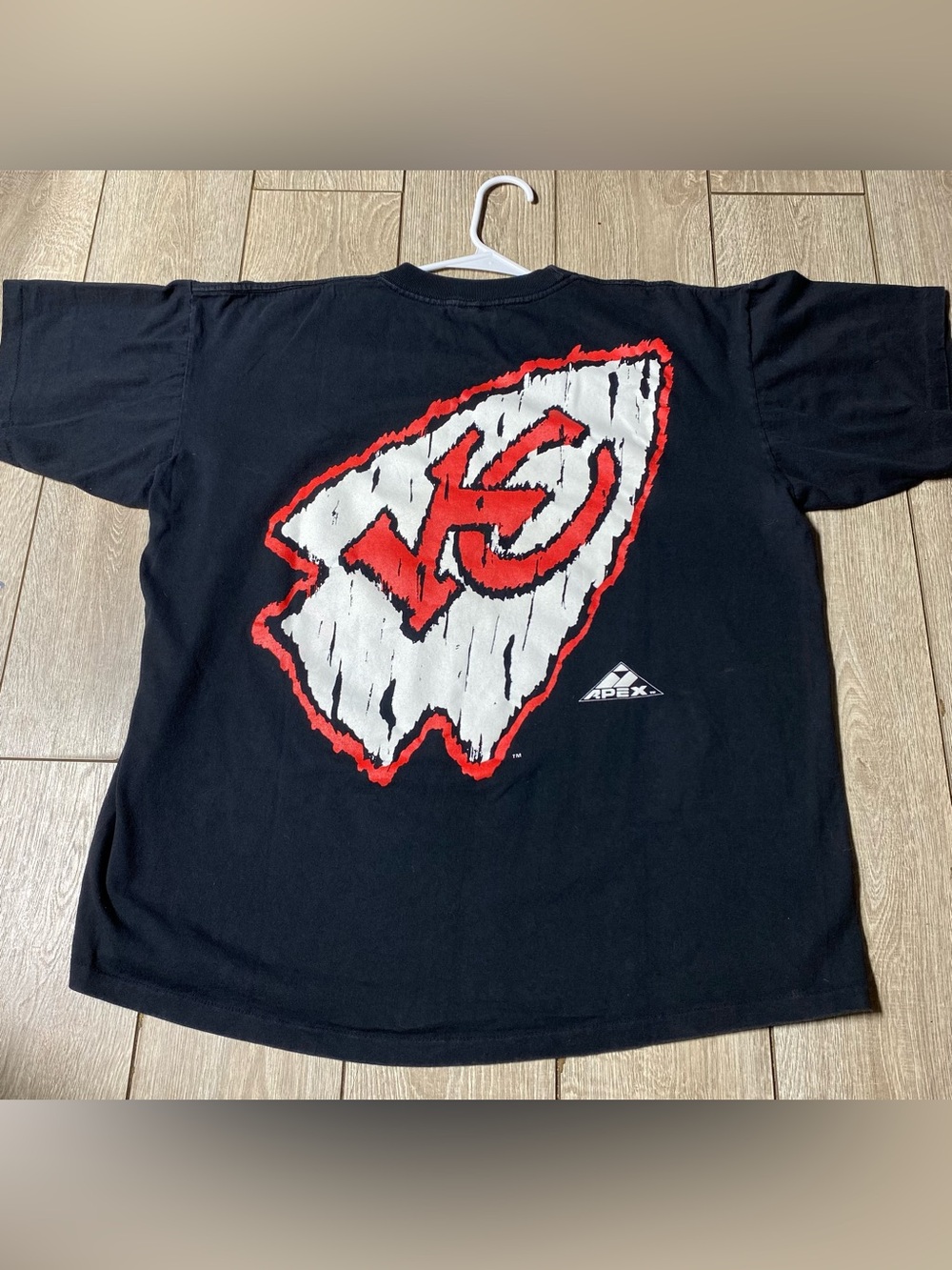 Vtg 90s Kansas City Chiefs T Shirt XL Single Stitch NFL Apex One Double Sided